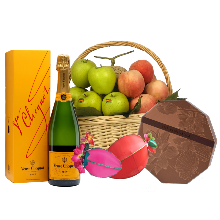 LUXURIOUS JAPAN FRUIT BUSINESS HAMPER WITH THE PENINSULA HOTEL MOONCAKES &amp; FRENCH RED WINE